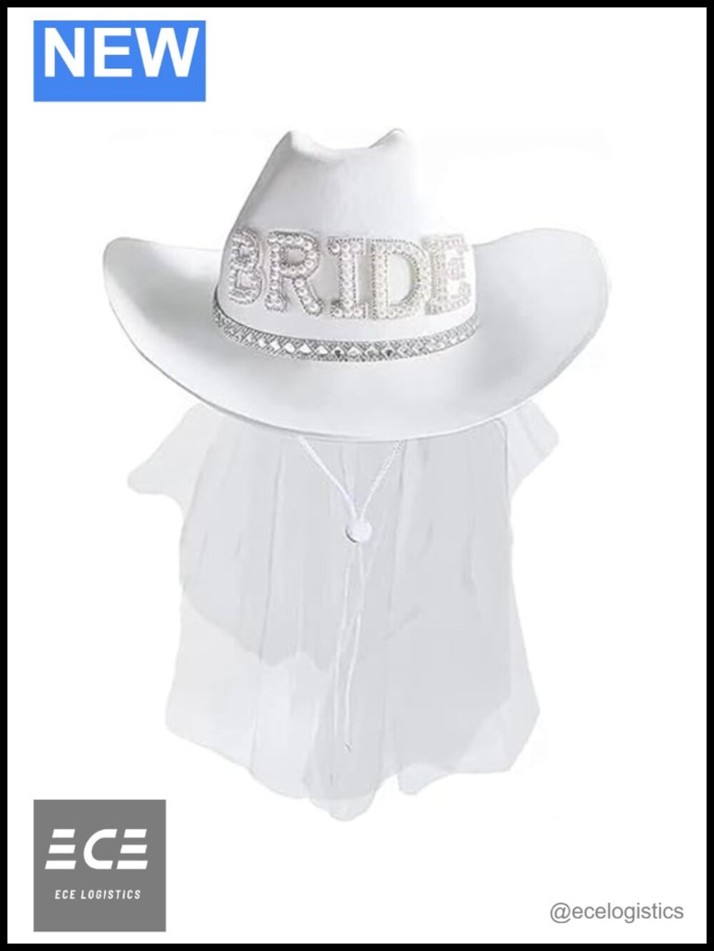 Delphinus Bridal Cowboy Hat White Velvet Fur Veil Bachelorette Party Gift